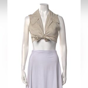 DISSH Linen Tie-Front Crop Top